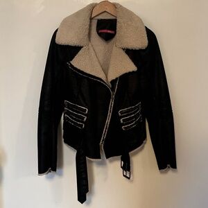 Pinkyotto faux leather and fleece moto jacket